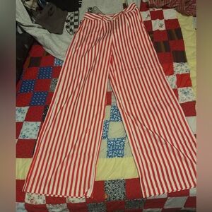 SHEIN Red and White Striped Pants